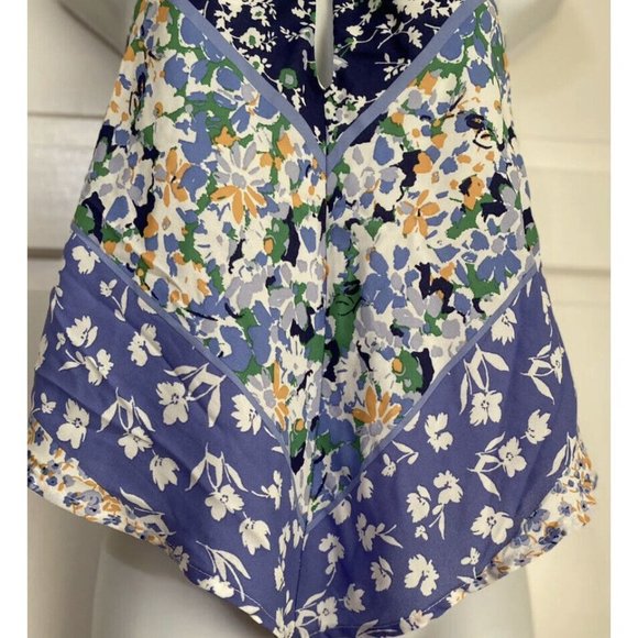 Sienna Sky Women's Halter Top Shirt Blouse  Boho Blue Floral Scarf Top size XS - Picture 5 of 10